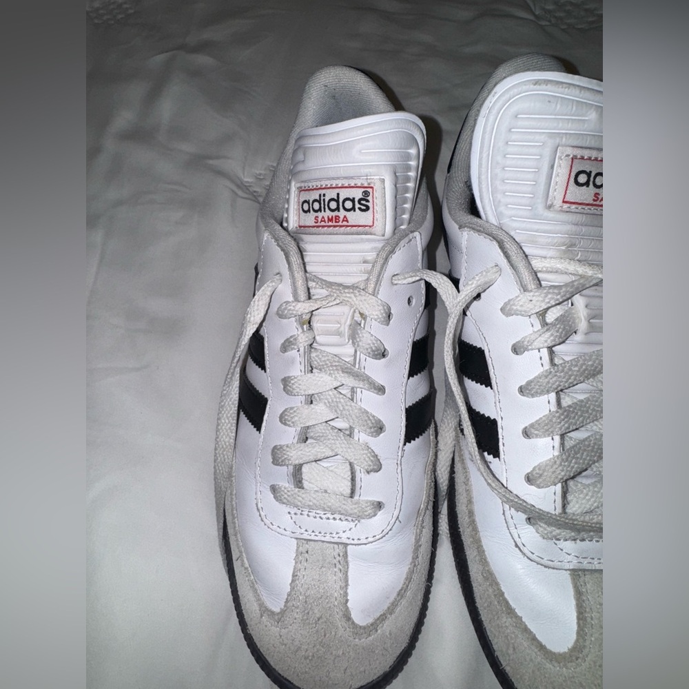 Adidas Samba White and Black Shoes with Brown Soles - Picture 2 of 8